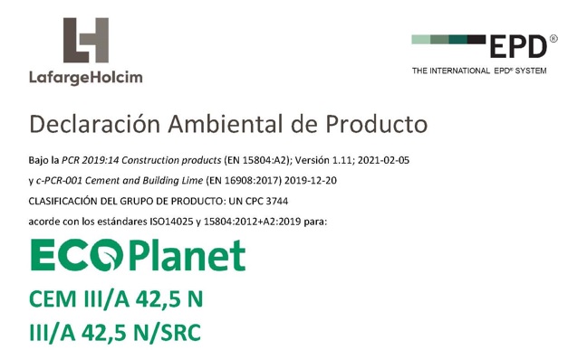 LafargeHolcim publica la Declaración Ambiental de Producto de ECOPlanet, su gama de cementos sostenibles